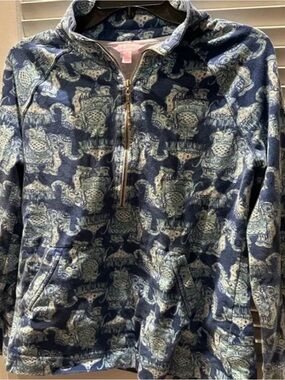 Lilly Pulitzer Blue Elephant-Print Half-Zip Pullover